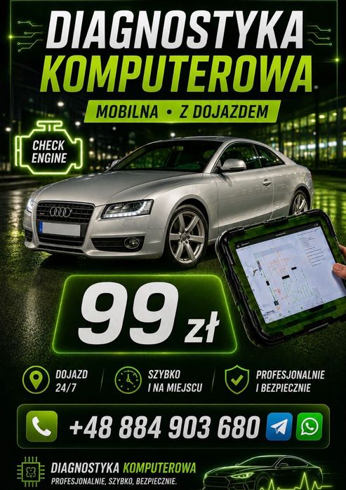 Diagnostyka Komputerowa Samochodu  -99 zł ,POZNAŃ - Dojazd 24/7