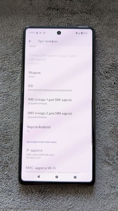 Google pixel 7 8/128Gb 90Hz Obsidian Неверлок UNLOCKED 15 Android!