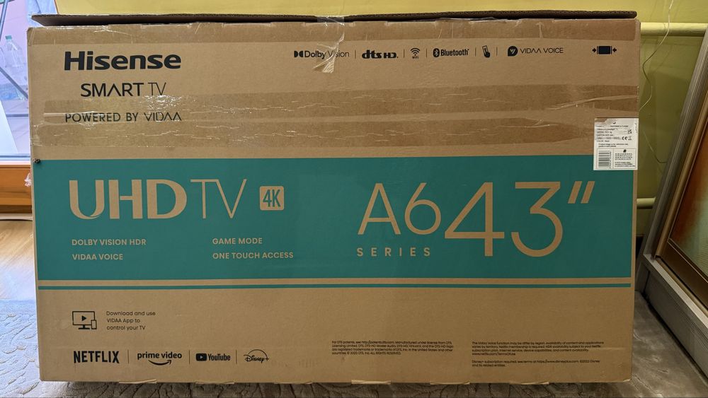 Hisense 43” A6 Series 4K Smart TV