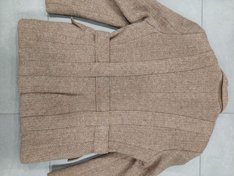 Vintage Harris Tweed ręcznie tkany szkocki płaszcz z wełny lata 60-70