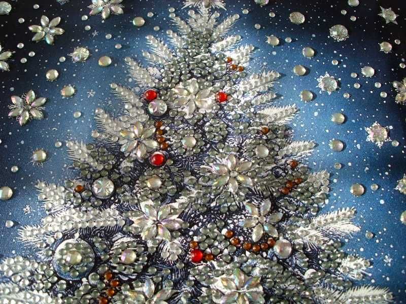 choinka z diamentów obraz painting diamond haft diamentowy hand made