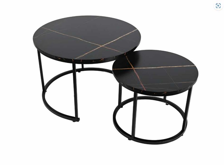 Stoliki kawowe 2szt czarny marmur 70x47/50x39cm