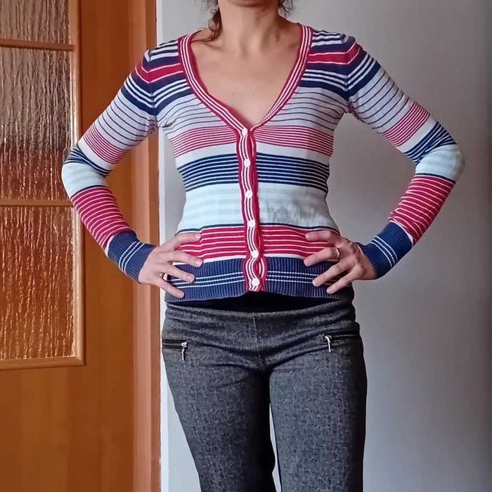 sweter w paski na guziki H&M 36