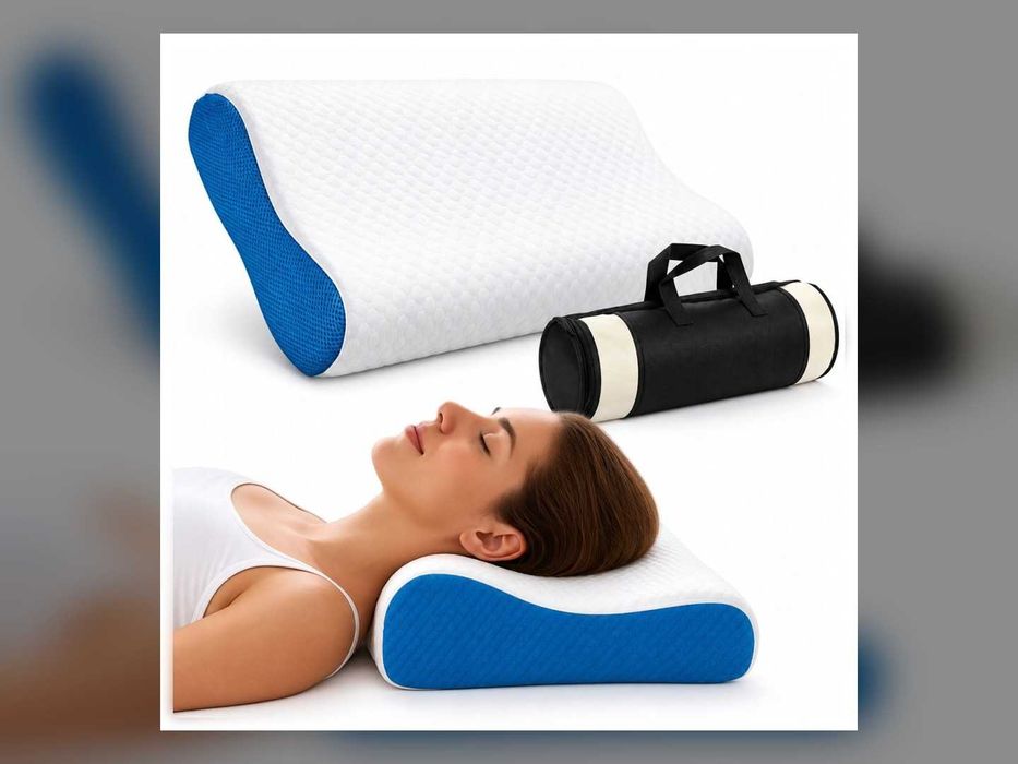 Nowa Poduszka Ortopedyczna Profilowana Memory Foam 60x40 cm pod Kark Szyję do Spania Biała