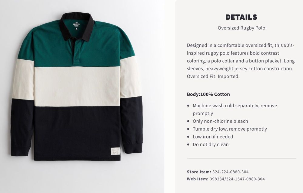 Bluza Hollister Co. Oversized Rugby Polo size: M