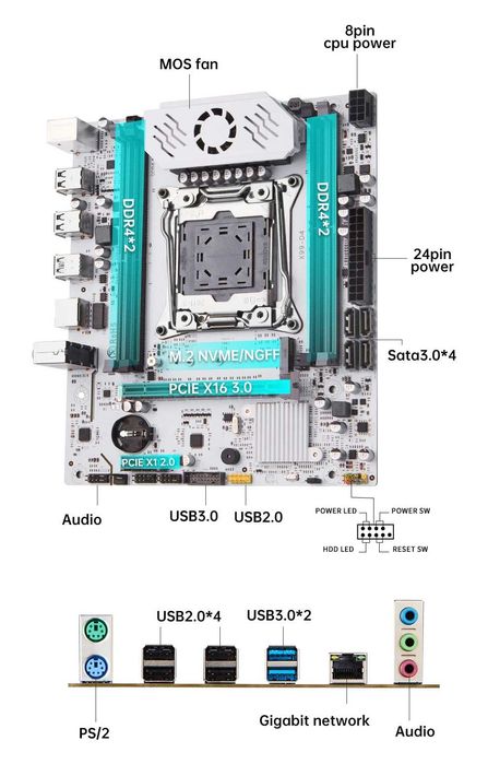 Kit MB X99 + Intel Xeon E5-2630 v4 + 32GB ECC DDR4 + Cooler
