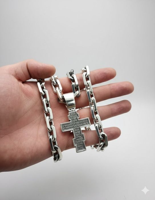 Срібний набір 220г ланцюжок хрестик цепочка серебряная крестик серебро