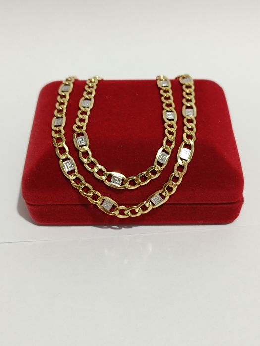 Złoty łańcuszek splot Pancerka ze wzorem greckim dł.50cm, złoto 585