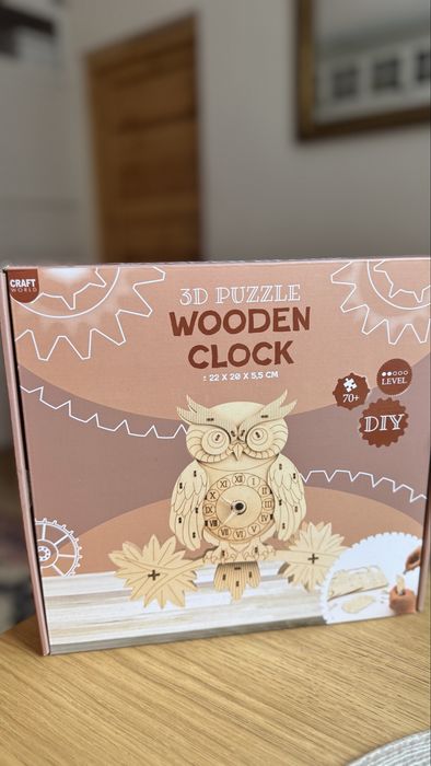 ZEGAR - Zrób To Sam / Sowa - 22cm -Drewniane PUZZLE 3D - DIY