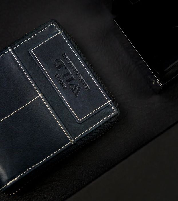 portfel skórzany rfid always wild  granatowy