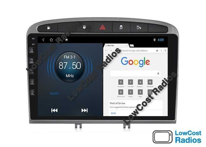 Auto Rádio GPS Android Peugeot 308 e 408 de 2007 a 2016 - Wifi, BT