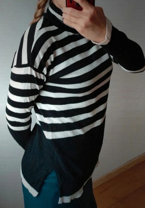 Kaszmirowy golf w paski r.M/L