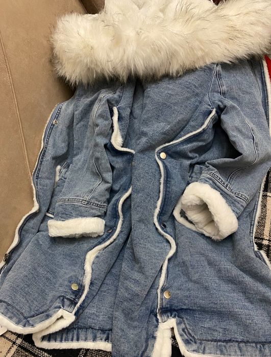 Джинсова парка …. Нова 48/50 , подовжена біла та рожева