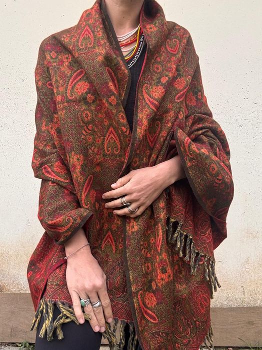 Szal duży ciepły Indie oversize