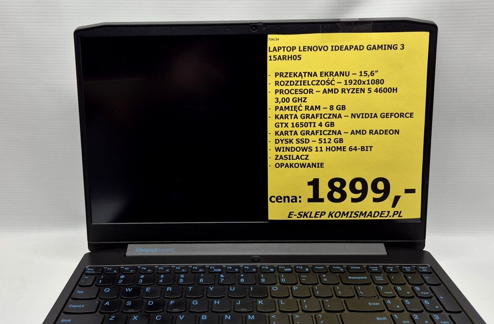 Laptop gamingowy LENOVO IDEAPAD GAMING 3, Komis Jasło Czackiego