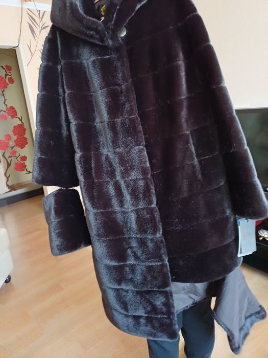 Шуба трансформер з екохутра темнокоричнева (НОВА)