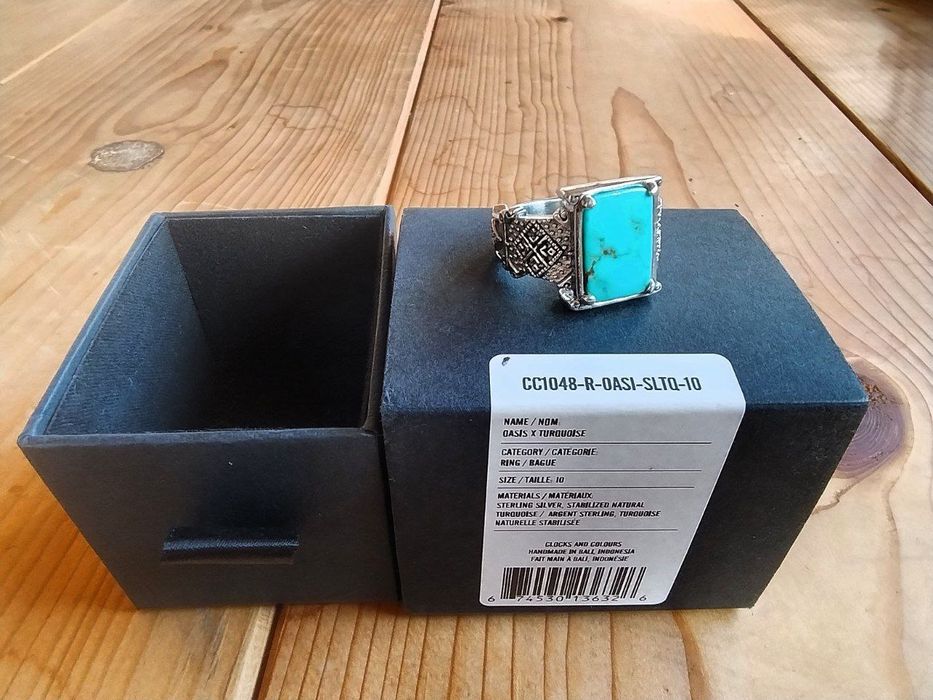 Anel Turquesa Prata 925 Tamanho 10