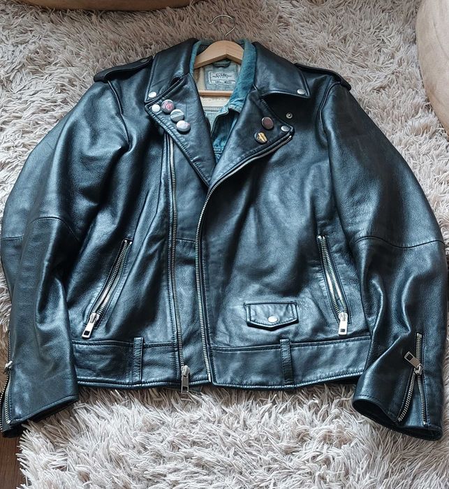 Ramoneska L Premium miękka Skóra kurtka Rock Metal Punk Motor Harley