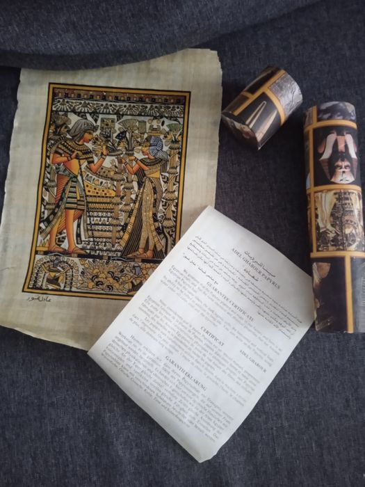 Oryginalny papirus egipski Adel Ghabour z certyfikatem