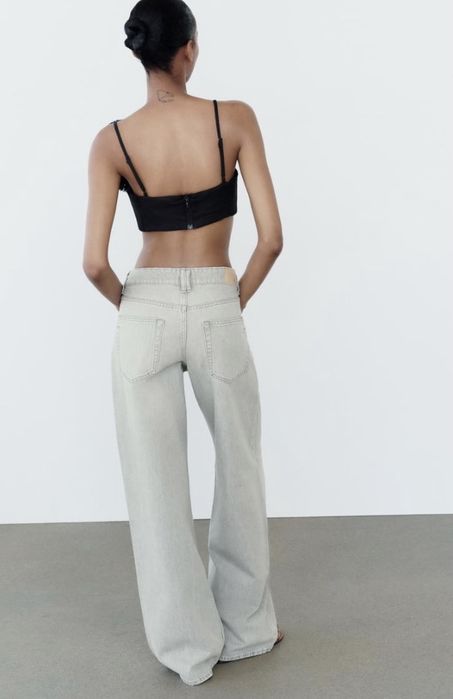 Джинси сірі Zara Z1975 Wide-leg mid-rise вайд лег