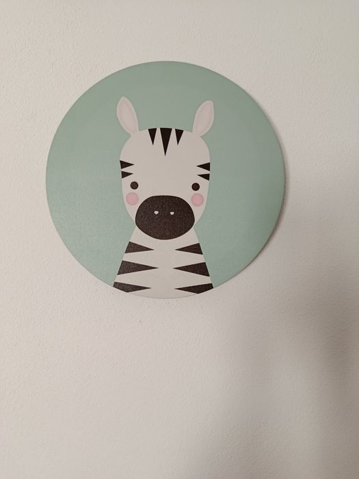 3 quadros infantis girafa zebra elefante