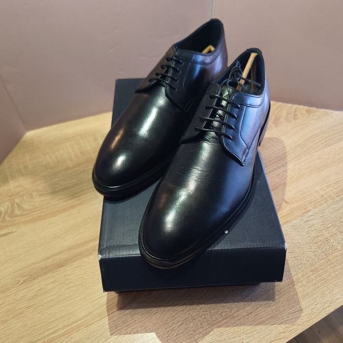 JOOP! Pero Kleitos Czarne Skórzane Półbuty Derby Męskie Eleganckie