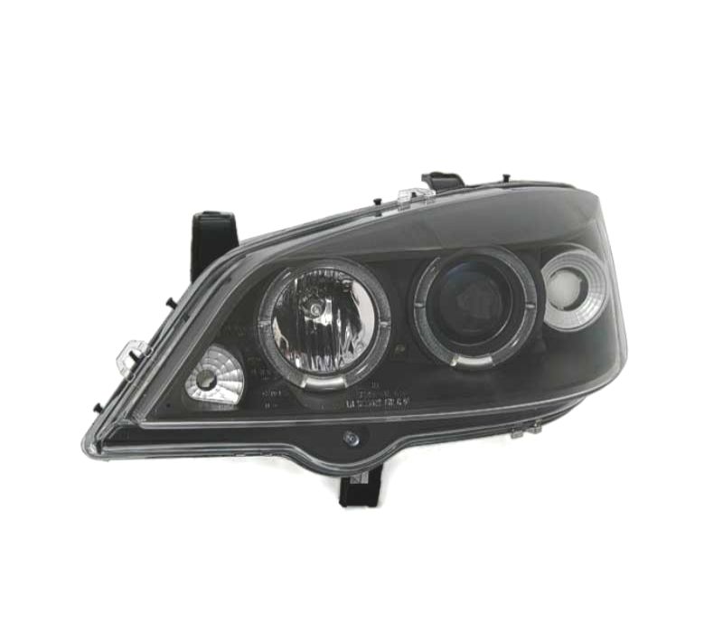 FARÓIS FRONTAIS ANGEL EYES OPEL ASTRA G 97-04 FUNDO PRETOS H1 H1