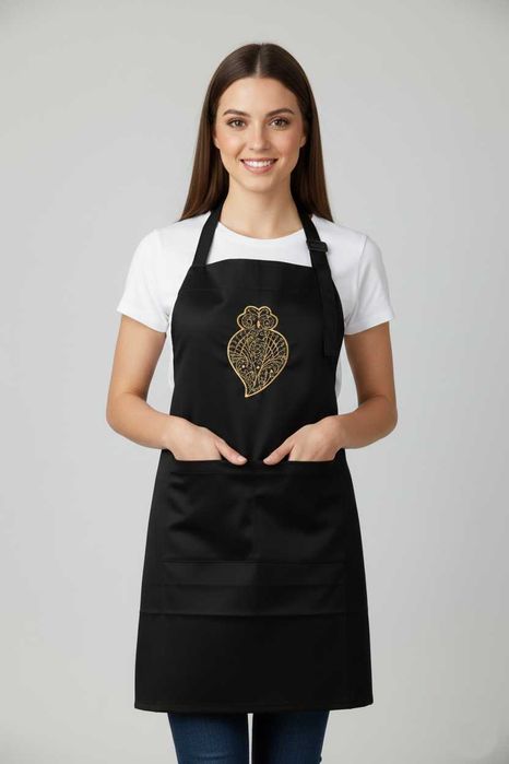 Avental com peito amovível e com o coração de Viana bordado