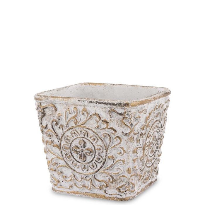 Doniczka beton szary, żółty 15,5 cm x 15,5 x 14 cm