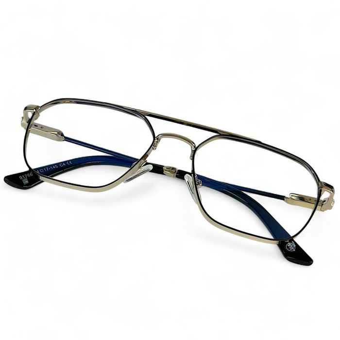 Okulary Do Komputera Blue Light Awiator Srebrne Metalowe Unisex Zestaw