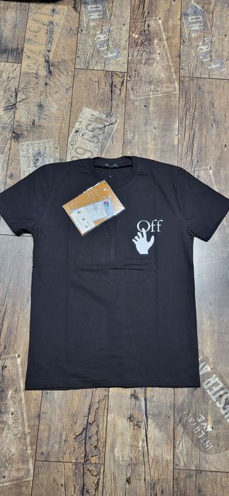 Off white czarna koszulka męska młodzieżowa t-shirt bawełna premium L