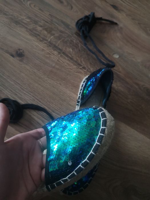 Turkusowe cekinowe espadryle Even&Odd r. 41