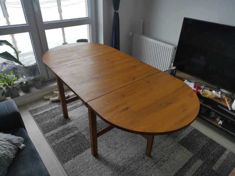 Drewniany stół rozkładany owalny dąb rustykalny jak Ikea