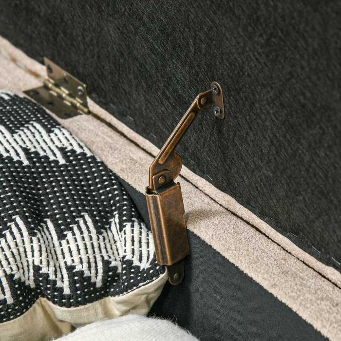 Banqueta de Quarto Acolchoada, veludo bege