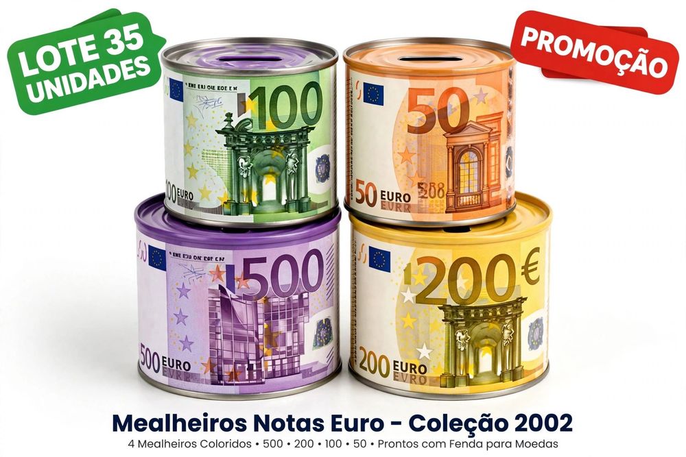 LOTE 35 Mealheiros Notas Euro 500€ 200€ 100€ 50€ - 0,80€ Cada