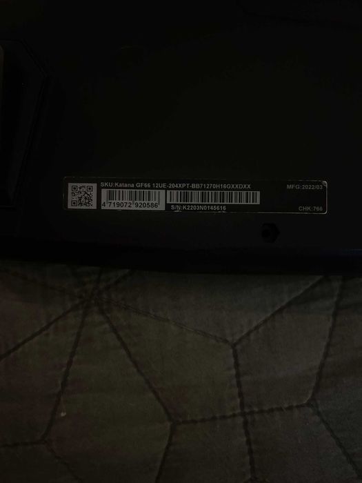 portátil gaming katana GF66 12UE(12th gen intel i7-12700H/rtx 3060)