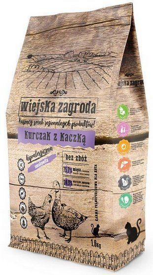 Lekkostrawna karma dla wybrednego kota - Wiejska Zagroda KURCZAK 1,6kg