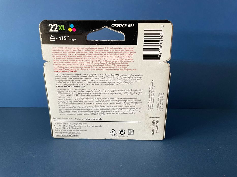 Tinteiro HP 22 XL Original, Selado