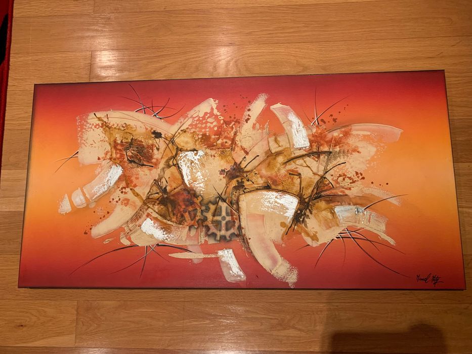 Tela pintura  com relevo 120cm/60cm