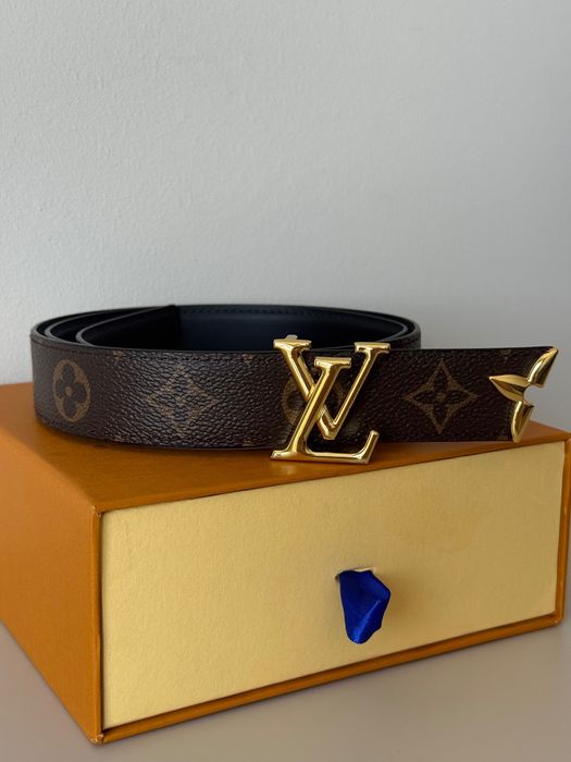 Louis Vuitton Pretty LV 30MM Pasek Dwustronny Czarny Monogram Złota Klamra Rozmiar 85