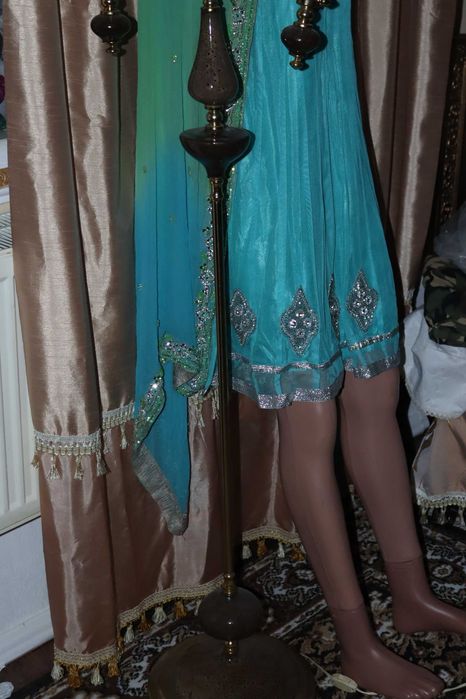 Светильник торшер старинный бронза с керамикой