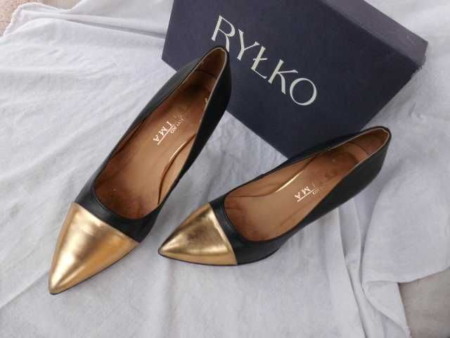 Ryłko Estima klasyczne skórzane szpilki chanelki 36,5