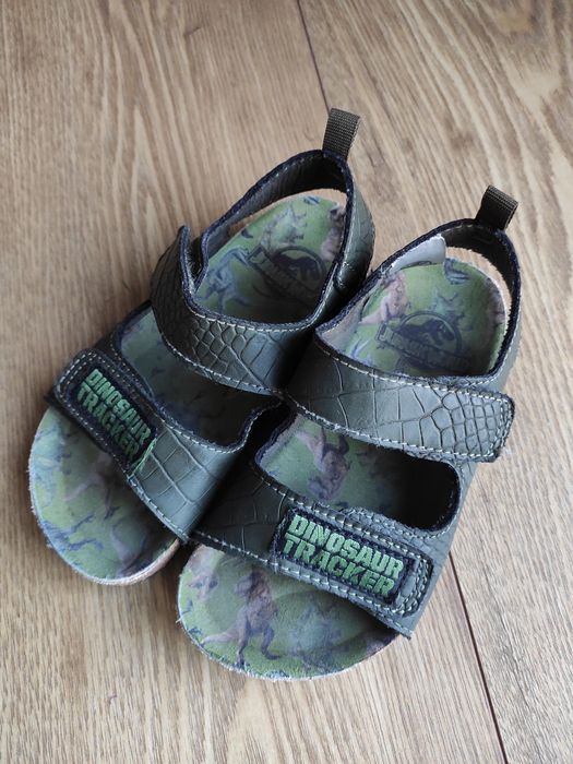 Rozmiar 25 korkowe sandałki H&M dinozaury khaki