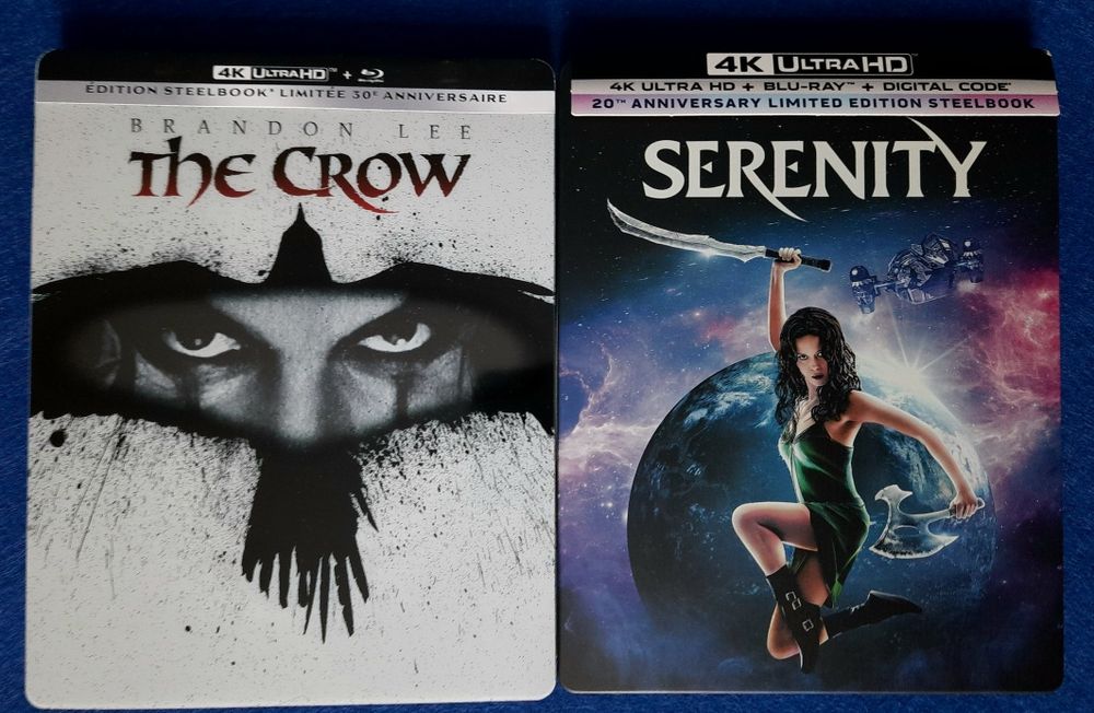 Фильмы: Миссия 'Серенити' и Ворон в Steelbook 4k Blu Ray изданиях
