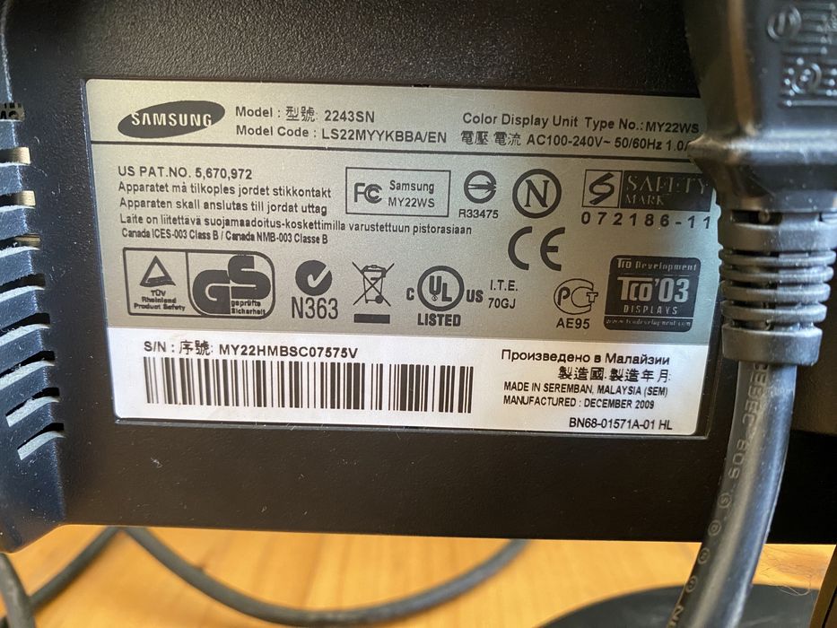Монітор Samsung Sync Master 2243
