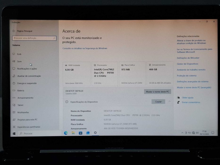 Portátil Toshiba A500 19T - Oportunidade – Barato