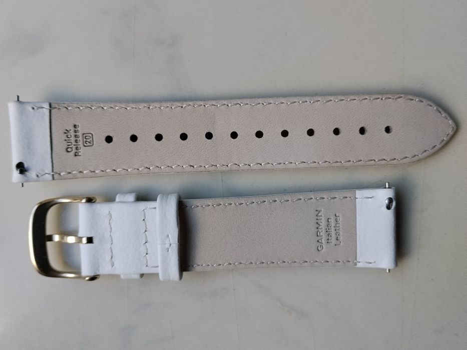 Oryginalny biały pasek z włoskiej skóry Garmin Quick relase 20