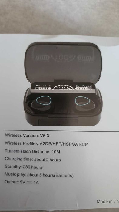 TWS True Wireless Earbuds Bluetooth M10 Waterproof Headset Black NEW