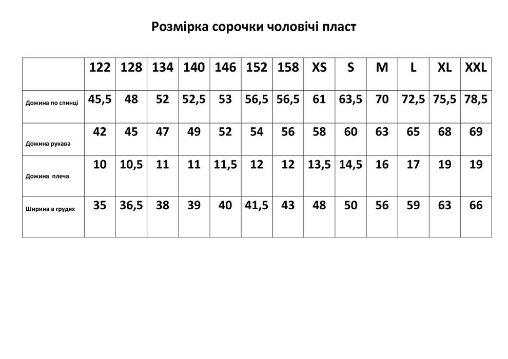 Сорочка однострій пласт
