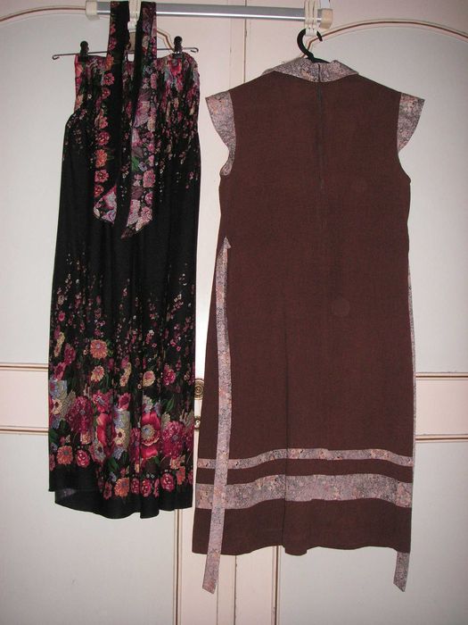 Vestido Verão com Aplicação e Alças e Vestido Castanho